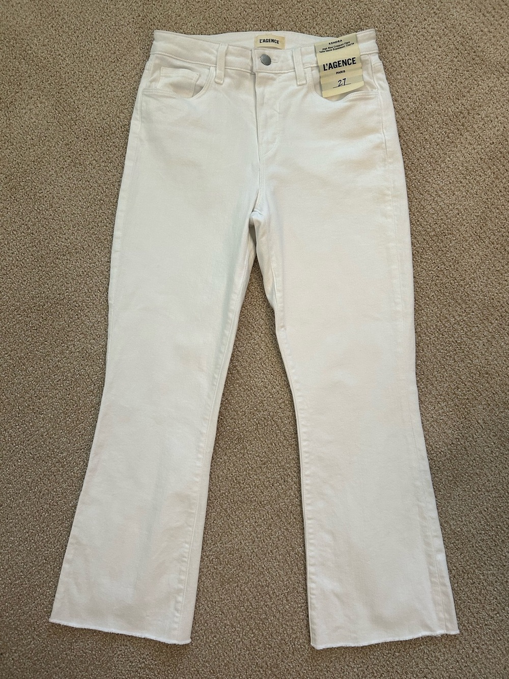 L’Agence White Kendra Cropped Flare Size 27
